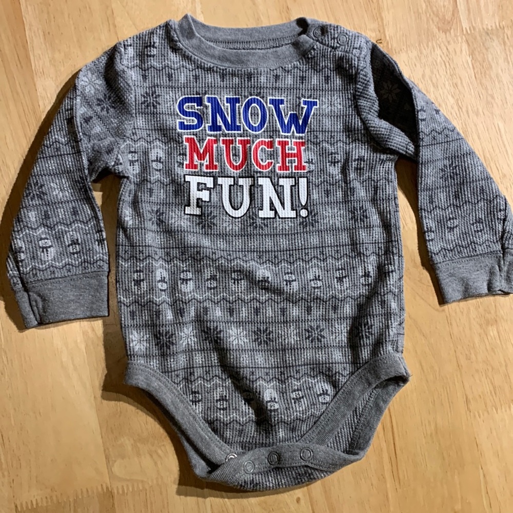 Garanimals thermal long sleeve bodysuit onesie snowflake Snow Much Fun! Size 12m